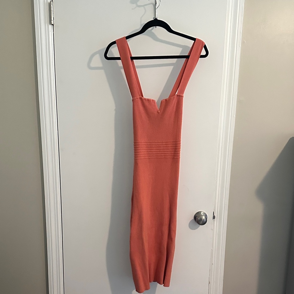 Express Coral Bodycon Midi Dress